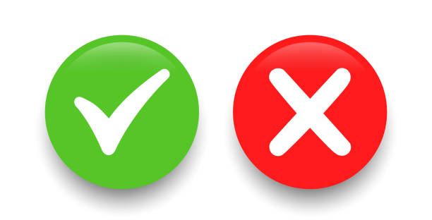 istock Tick and cross signs 3d green and red colors on a white background. Vector illustration 1365494419