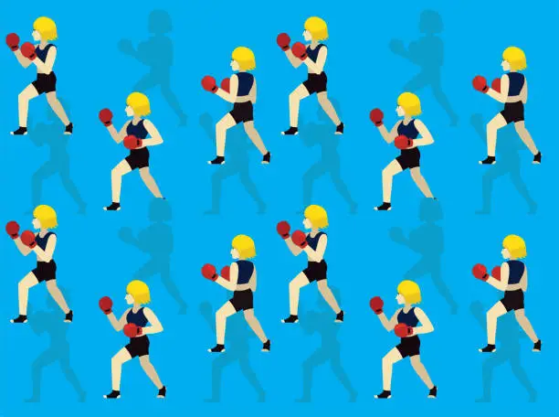 Vector illustration of Boxing Poses Cartoon Liver Shot Seamless Wallpaper Background