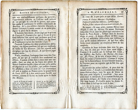 Vintage page from an old book 1759