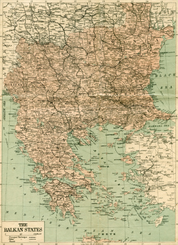 Antique map of Balkan.
