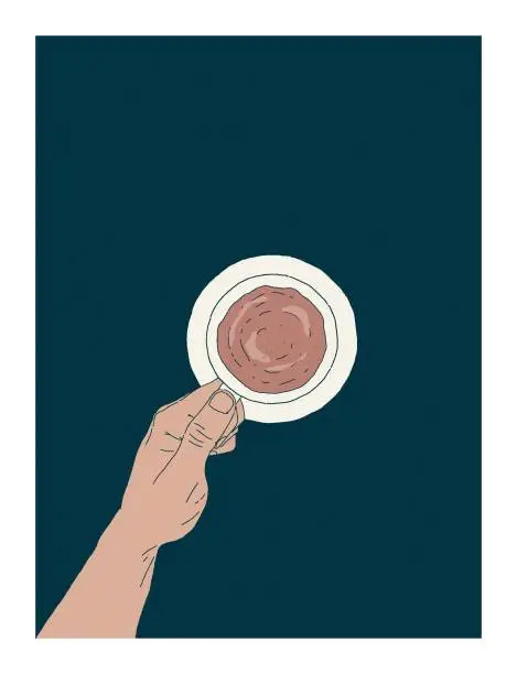 Vector illustration of A mug of coffee in hand