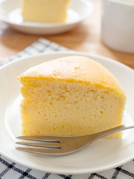 istock Jiggly Japanese Cotton Cheesecake on a plate 1365510486