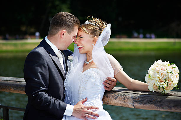 istock Happy couple at wedding walk 136551217