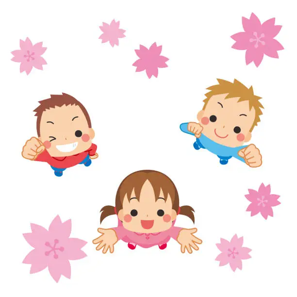 Vector illustration of Little Kids