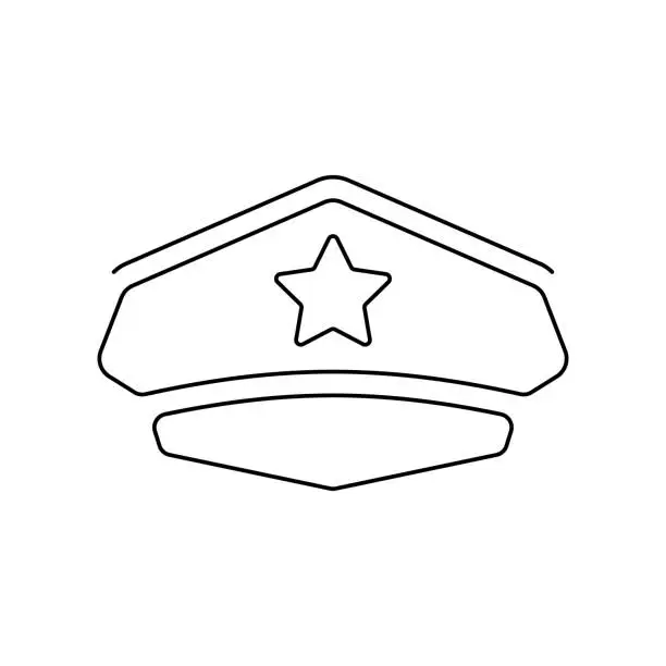 Vector illustration of Police hat icon outline