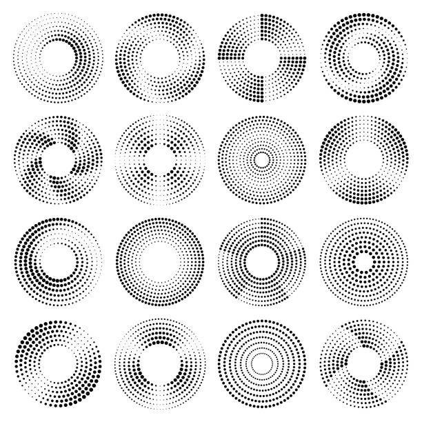 illustrations, cliparts, dessins animés et icônes de cercles pointillés vectoriels. demi-teintes, effet - zoom ring illustrations