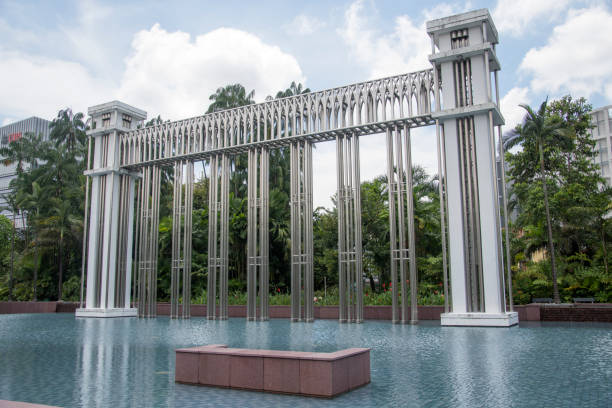 View of Festival arch in Orchard Road, Singapore Singapore- 21 Oct, 2021: View of Festival arch that is located in front of the main entrance of the Istana Park in Orchard Road, Singapore istana stock pictures, royalty-free photos & images