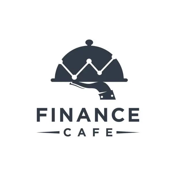 Vector illustration of Simple financial logo, Economic Financial cafe menu logo vector theme with dish hand and charts concept on white background