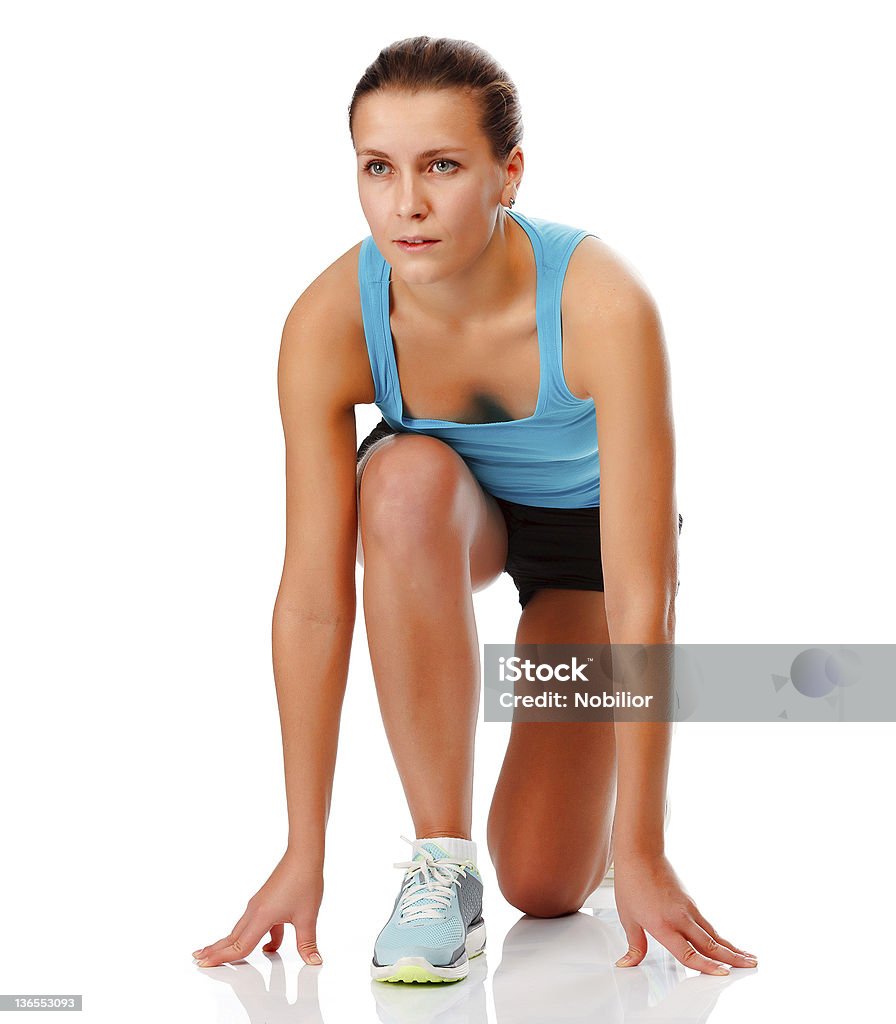 Mulher pronto para correr - Foto de stock de Adulto royalty-free