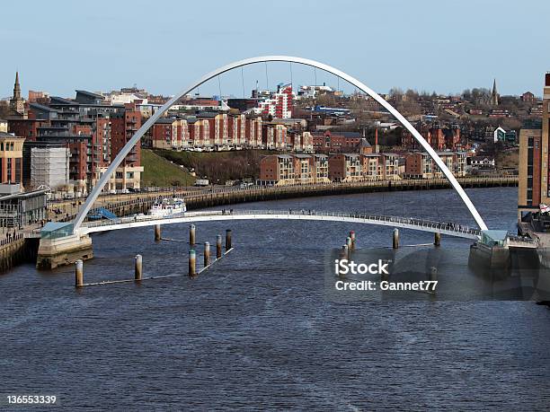 Gateshead Millennium Bridge Newcastle Stock Photo - Download Image Now - Gateshead, Millennium, Arch - Architectural Feature