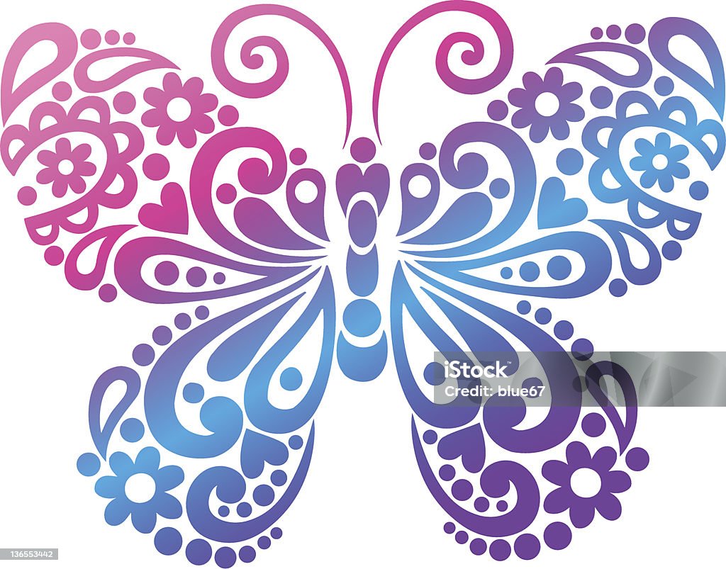 Psychédélique Illustration vectorielle papillon - clipart vectoriel de Papillon libre de droits