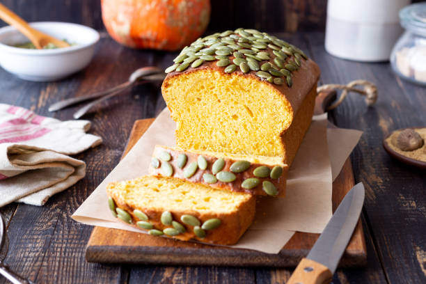 istock Pumpkin bread with seeds. Baking. Vegetarian food. Cake. 1365534613