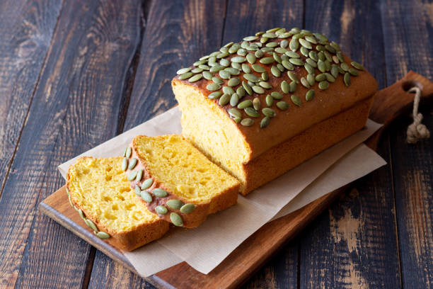 Pumpkin bread with seeds. Baking. Vegetarian food Cake