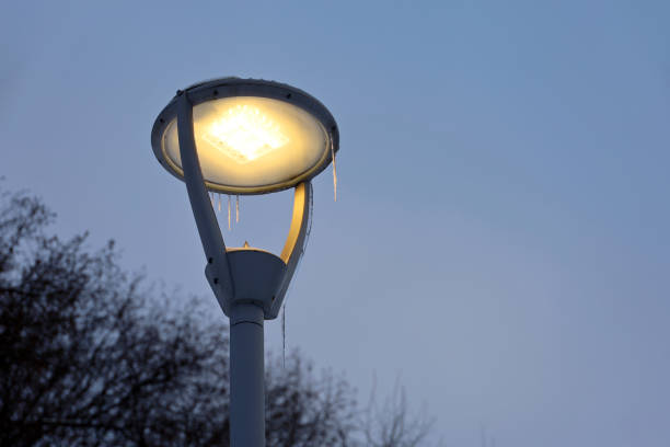 Vintage Street Lamps in the Winter Night