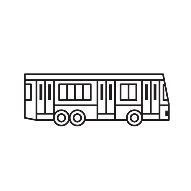 ilustraciones, imágenes clip art, dibujos animados e iconos de stock de icono del autobús público de la ciudad en line art - shuttle bus vector isolated on white bus