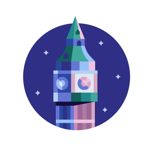 big ben clock tower icon im flat design - big ben london england tower clock tower stock-grafiken, -clipart, -cartoons und -symbole