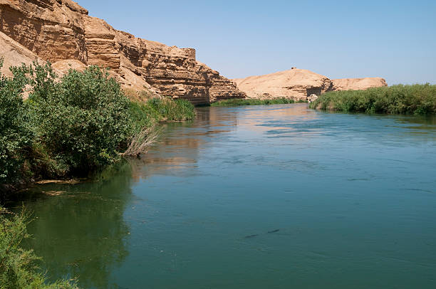 Euphrates river at Dura Europos, Syria The Euphrates river near Dura Europos (Tell Salhiye), Syria. Iraq is just several miles downstream. euphrates syria stock pictures, royalty-free photos & images