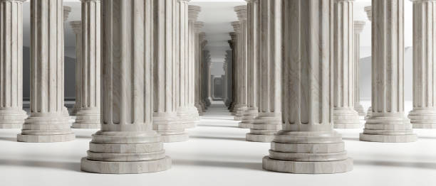 istock Pillar, marble stone column, Ancient Greek style building architectural detail. 3d illustration 1365548211