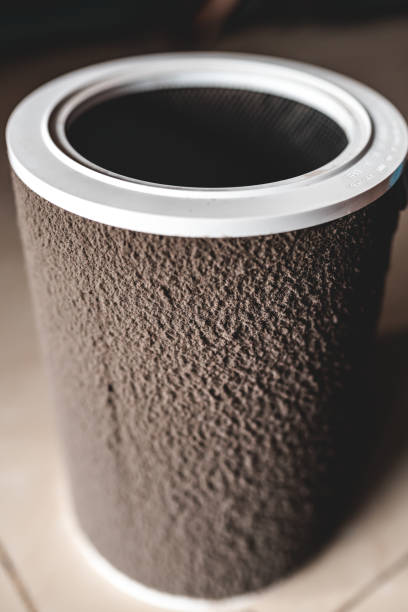 istock Used dirty HEPA purifier air filter for replacement with pollutants. 1365548290