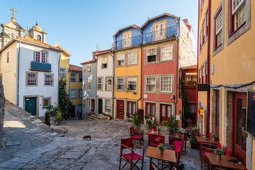 porto, portugal. 16th august, 2021: views of porto baixa district street, which is the heart of the city