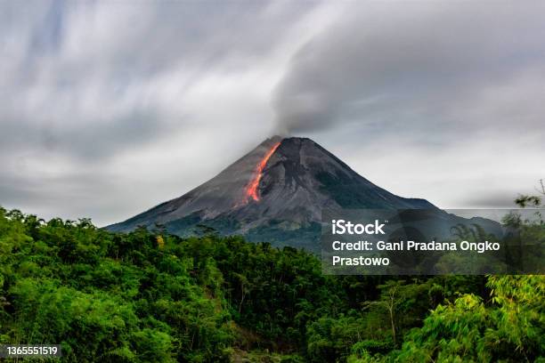 Lava Flow From Merapi Volcano Indonesia Stock Photo - Download Image Now - Volcano, Erupting, Mt Merapi