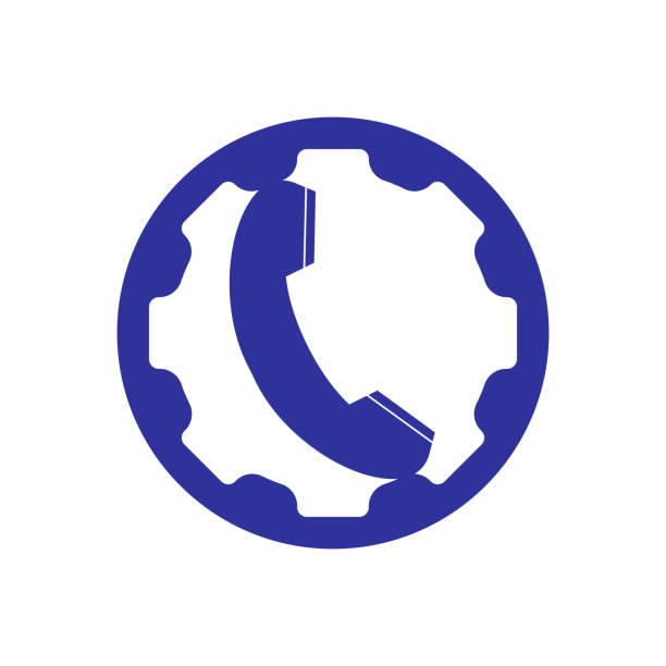 дизайн шаблона логотипа gear phone call. - telephone receiver illustrations stock illustrations