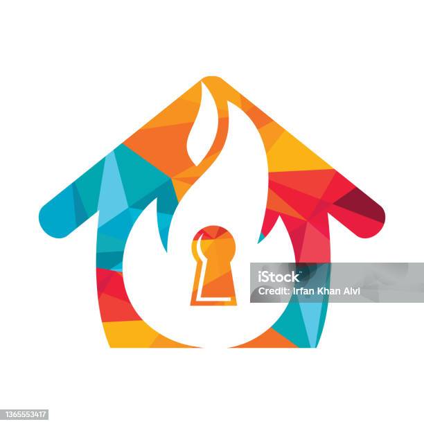 Fire Keypad Symbol Fire Padlock Key Logo Design Template Stock Illustration - Download ...