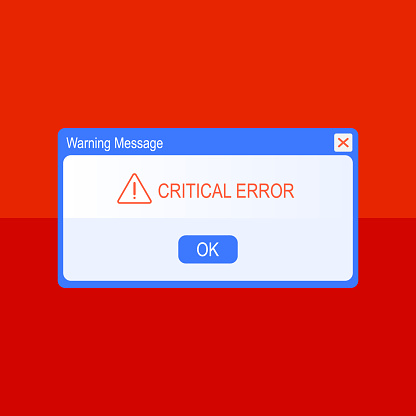 Vector Warning Error Pop Up Window On Bright Red Background Flat Design ...