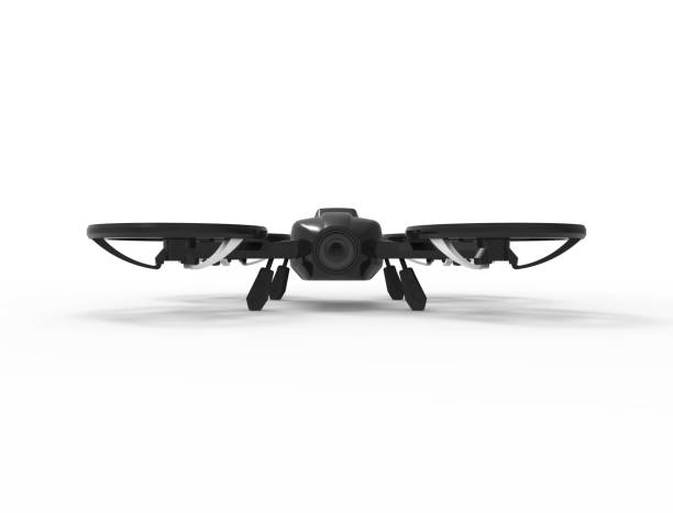 istock 3D illustration of a black drone isolated in white background 1365554361
