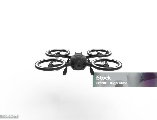 3d Illustration Of A Black Drone Isolated In White Background Stock Photo - Download Image Now