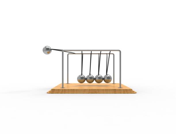 istock 3D rendering of a Newton cradle isolated on white studio background 1365554400