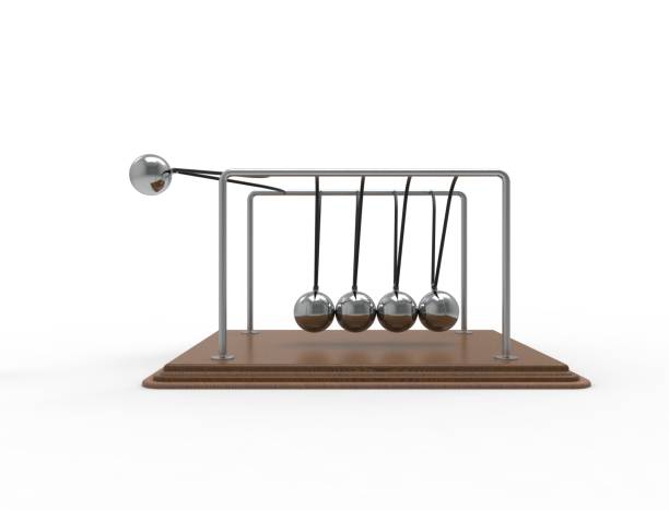 istock 3D rendering of a Newton cradle isolated on white studio background 1365554402