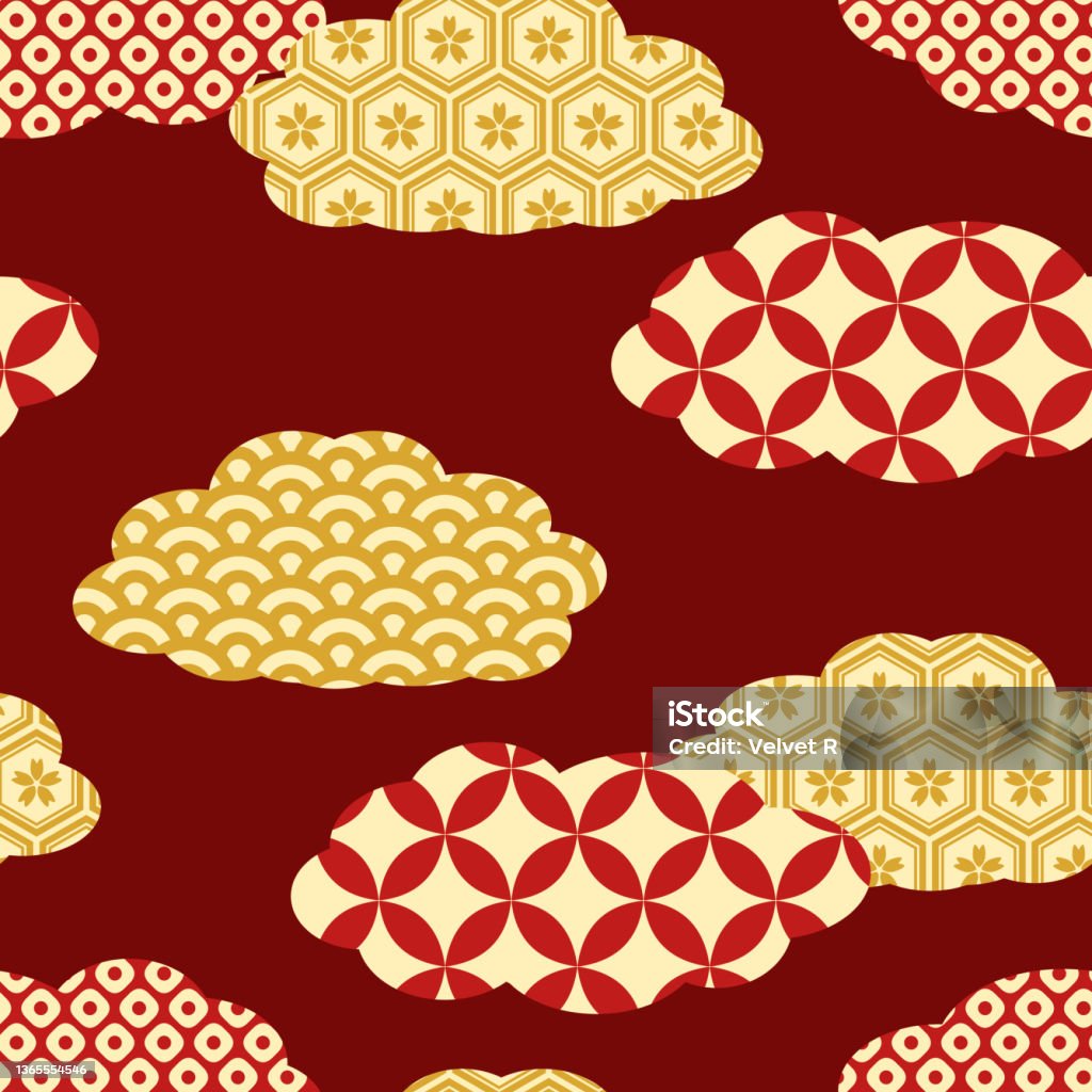 Red Subtle Japanese Patterns Red Japanese Style Seamless Pattern Stock Illustration - Download Image ...