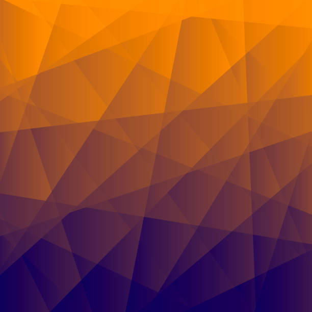 추상 기하학적 배경 - 오렌지 그라데이션다각형 모자이크 - blue background orange background purple background light stock illustrations