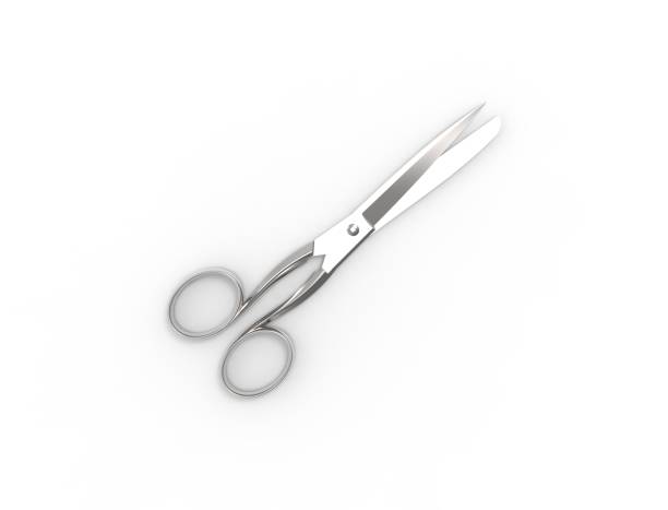 istock 3D rendering of a scissors isolated in white studio background. 1365559559