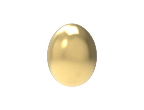 istock 3D rendering of a golden egg isolated in studio background. 1365561161