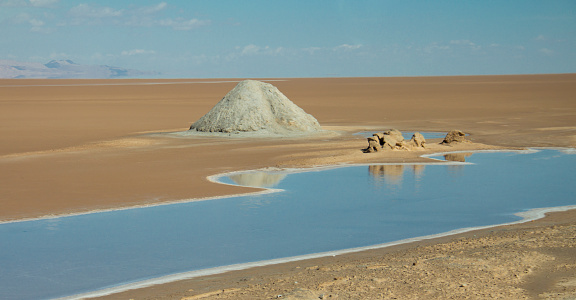 A salt lake in the Sahara Desert in Tunisia