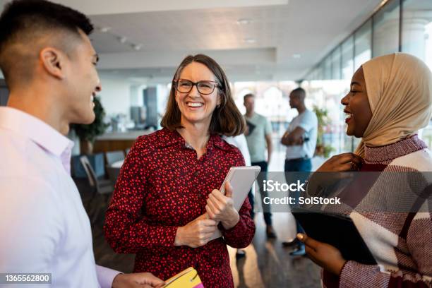 Fun At Work Meetings Stock Photo - Download Image Now - Multiracial Group, Community, Office