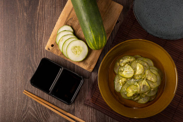istock Sunomono. Plate with Japanese cucumber salad. 1365566072