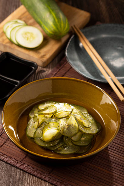 istock Sunomono. Plate with Japanese cucumber salad. 1365566157