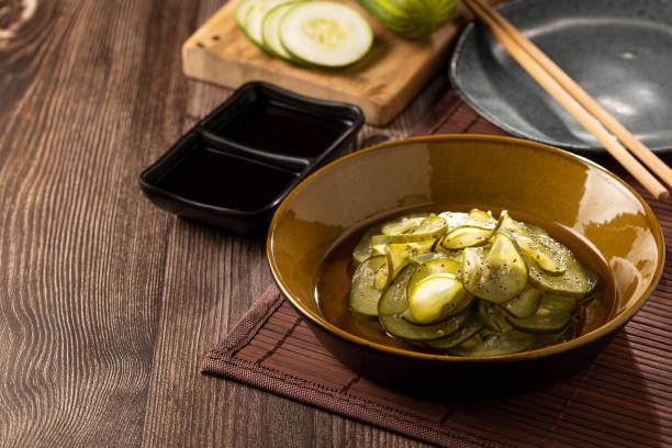 istock Sunomono. Plate with Japanese cucumber salad. 1365566158