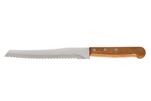 Modern bread knife on a white background