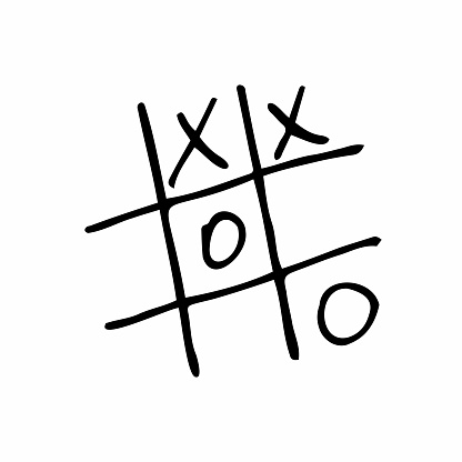 Hand drawn vector tic tac toe game. Noughts and Crosses doodle sketch