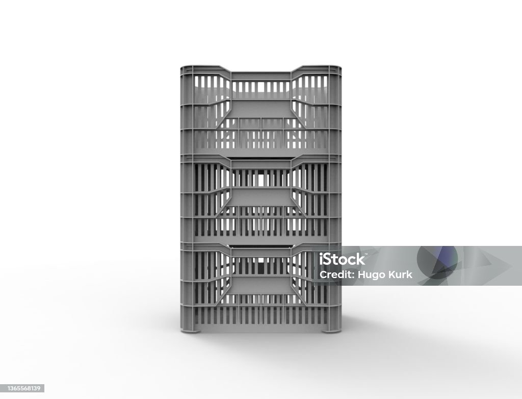 Product Design Stackable Render 3d Rendering Of A Stackable Plastic Storage Crate Isolated In White ...