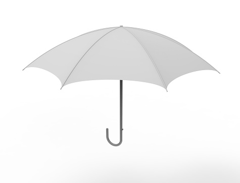 3d rendering of an grey umbrella isolated in white studio background