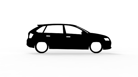 3d rendering of the silhouette of a car isolated in white studio background