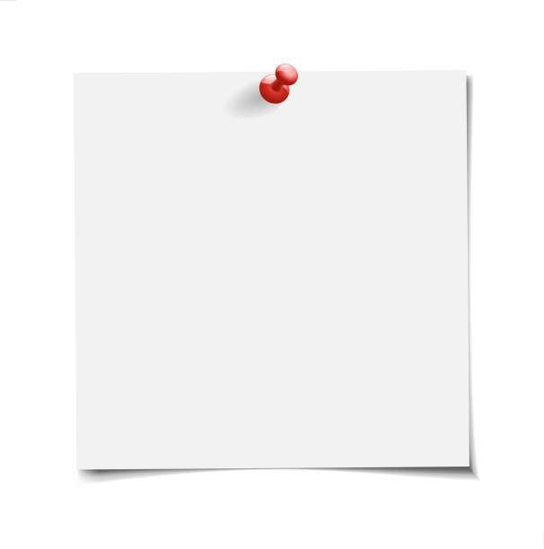 biała nuta - bulletin board note pad thumbtack office supply stock illustrations
