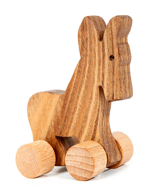 istock Wooden toy donkey with wheels 136556970