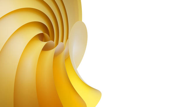 istock 3d render, abstract background with golden curvy paper sheets, folded in shape flower. Modern wavy relief wallpaper. Minimal macro composition with yellow layers isolated on white backdrop 1365570464