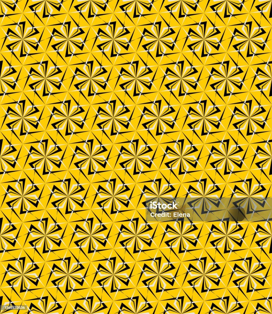 Visual Pattern Yellow Pattern Yellow Background With Black And White Vector Geometric Flower Pattern ...